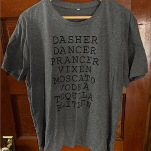 Gray Short Sleeve Tee with Reindeer Names